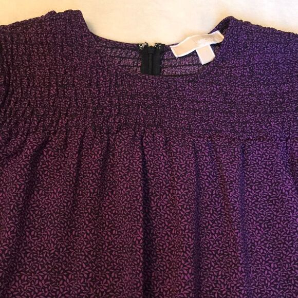 Michael Kors Purple & Black Gathered Bodice Blouse - Picture 1 of 15